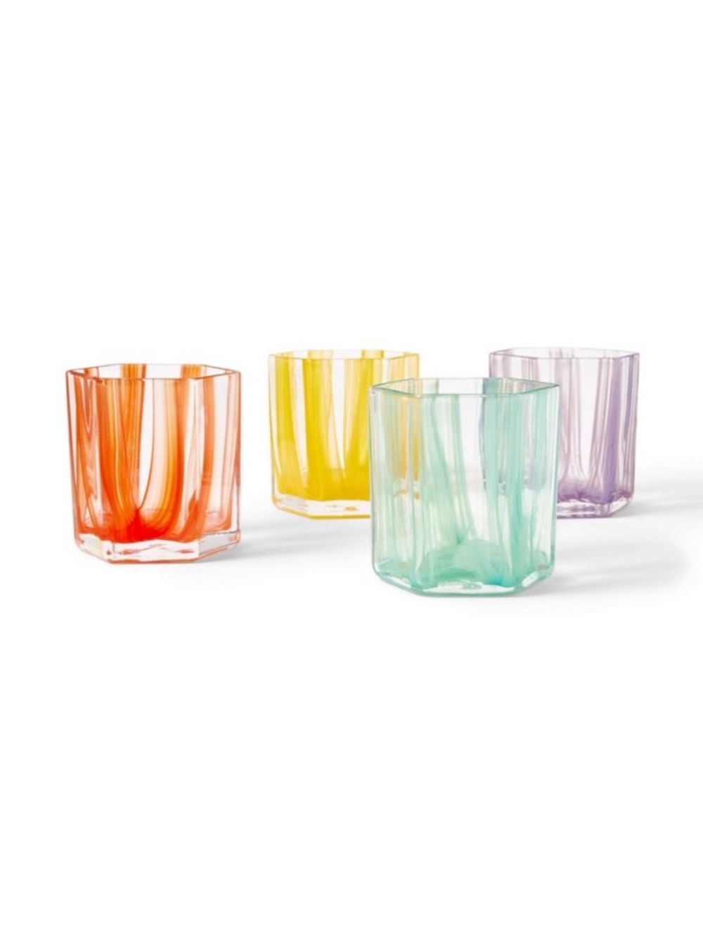 NIB Diane von Furstenberg Glass Tall Tumblers - Multicolor Hand Crafted Set